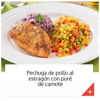 Pechuga de pollo al estragón con puré de camote 